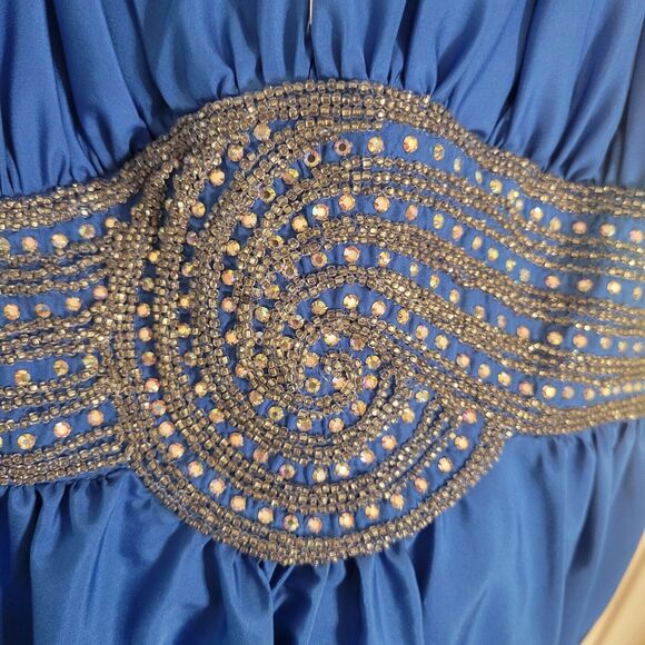 Mike Bennet formal gown with attached crystal belt royal blue HOCO wedding..sz 4 - Picture 8 of 10